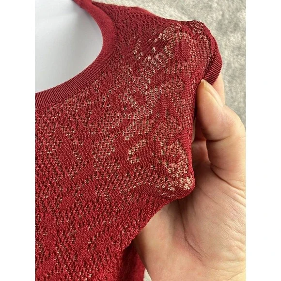 Ali & Jay Sheath Red Nude Bodycon Dress Small Lace Stretch Sleeveless - Picture 4 of 9